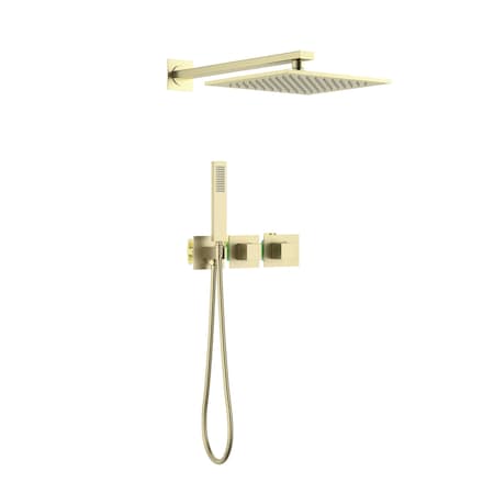 Kibi Cube 2 Function Thermostatic Shower System With Rough In Valve - Brushed Gold KSF414BG